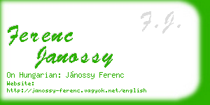 ferenc janossy business card
